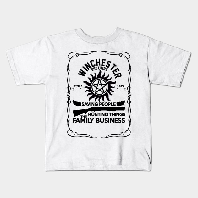 Supernatural Winchester Family Business Kids T-Shirt by Techno4War